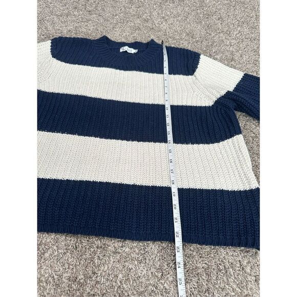 Carve Designs Organic Cotton/Wool Striped Chunky Knit Sweater Navy/Cream XL - Picture 5 of 8